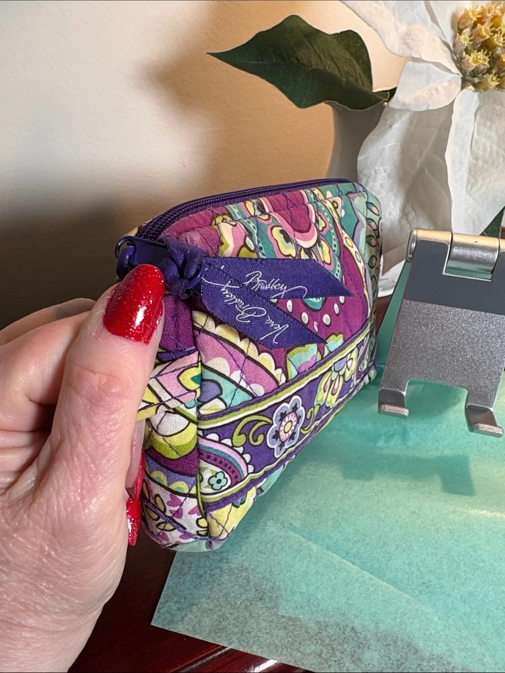 Vera Bradley Quilted Floral Paisley Cosmetic Pouch - Purple